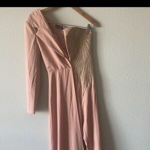 Chic Blush Jumpsuit with Embellished Detail